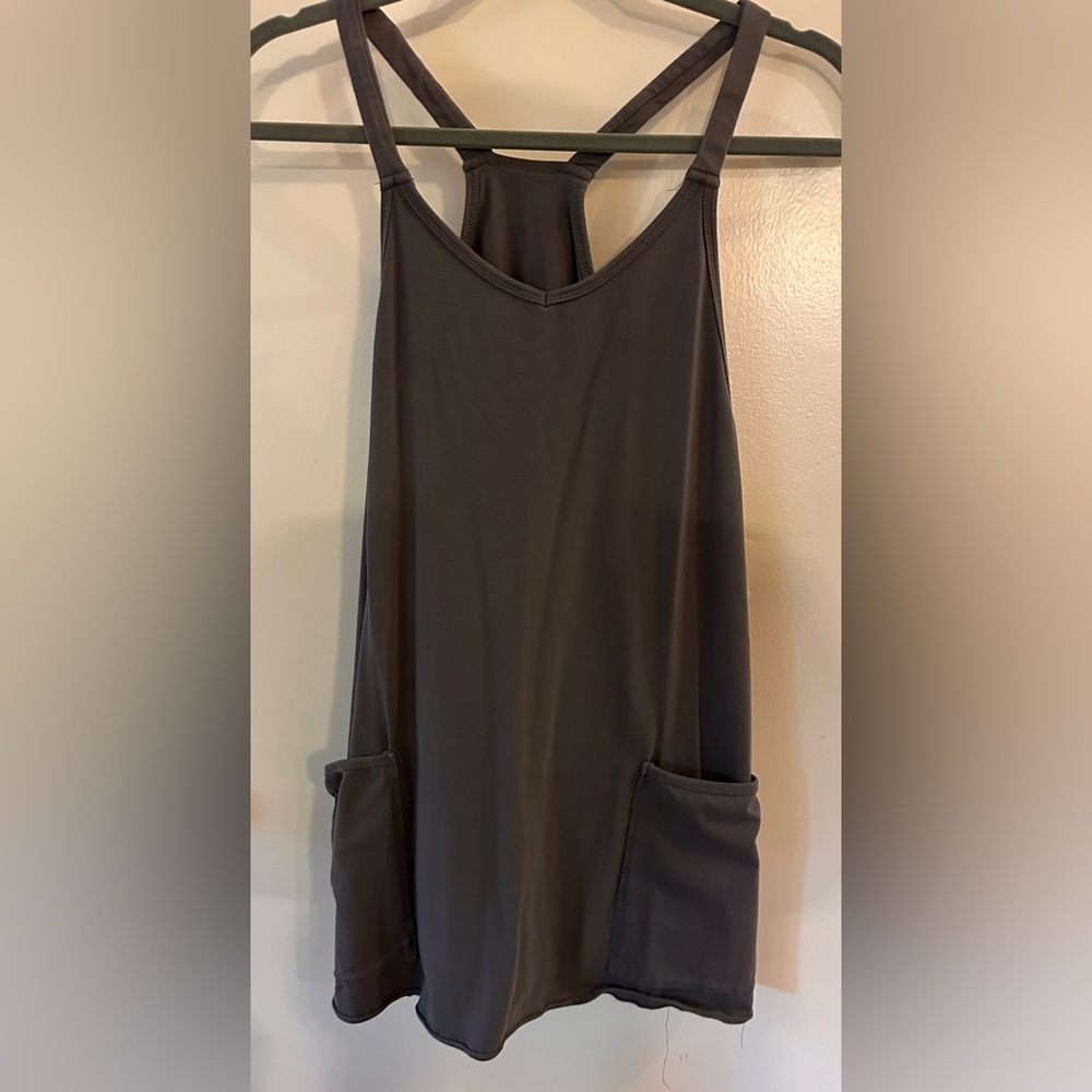 Coffee romper pockets baggy tank Women's small xsmall Athletic tank dress liner